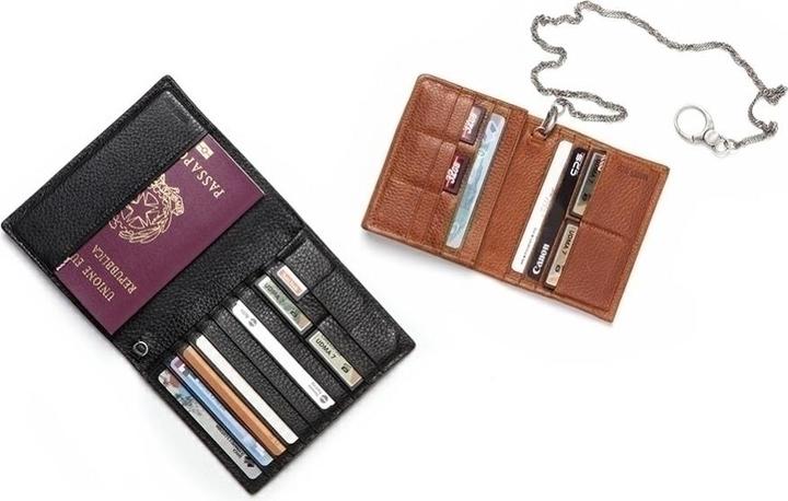 Actual product image Barber Shop Passport Etui, genarbtes braunes Leder