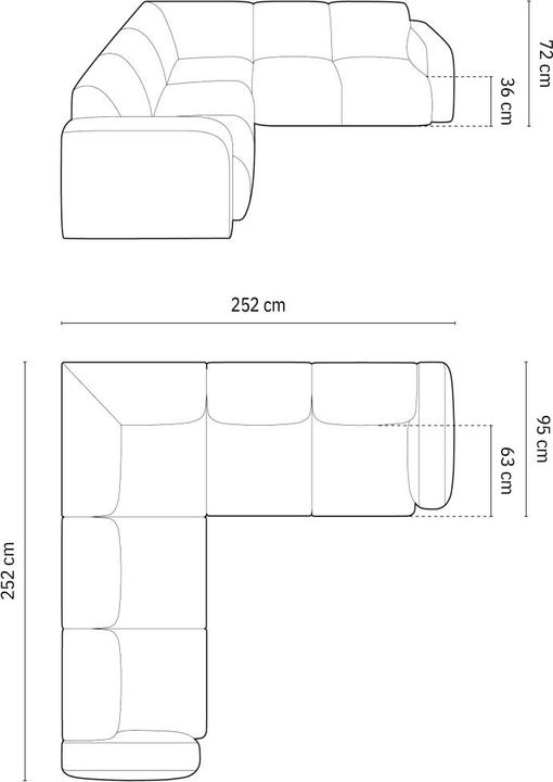 Actual product image Micadoni Symmetrical Corner Sofa, "Molino", 5 Seats, 252x252x75 Made in Europe (Corner sofa)