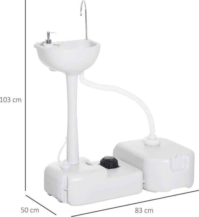 Immagine prodotto Outsunny Lavandino da campeggio con serbatoio di scarico (830 mm, 500 mm)