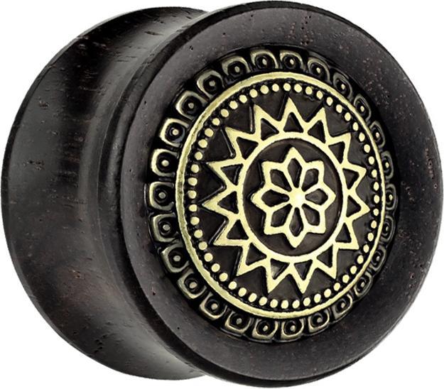 Produktbild Star Piercing Flared Plug aus Ebenholz mit Sonne (Messing, Organisch)