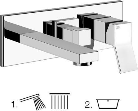 Actual product image Gessi Rettangolo K, ready-to-install shower set for concealed single lever mixer with bath spout, 2-