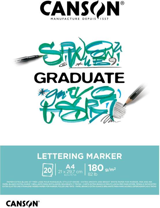 Image du produit Canson Bloc d'étude GRADUATE LETTERING MARKER, DIN A4 (A4, Non contraignant)