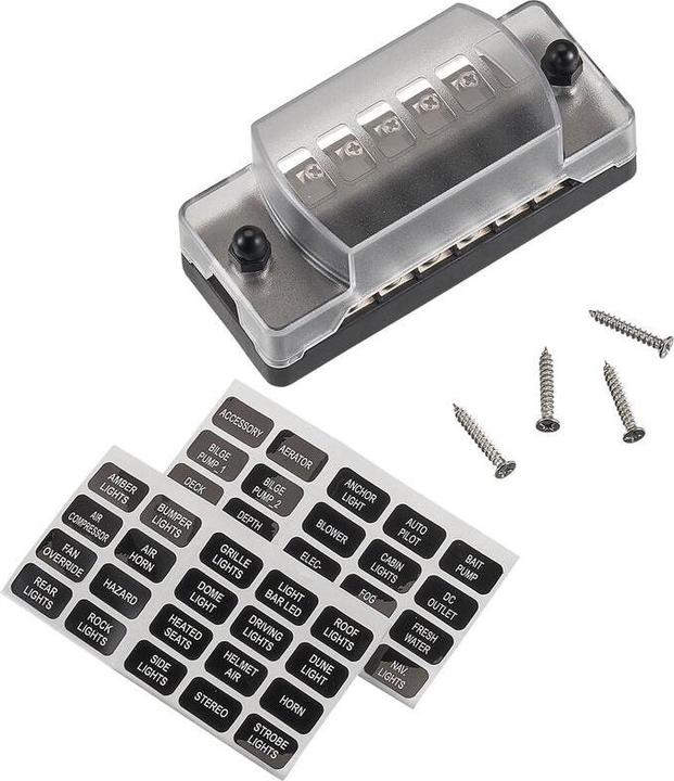 Actual product image Ective Car flat fuse strip with negative connection for 6 fuses 20A/32V DC screw connection
