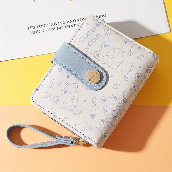 Produktbild Only-Bags.Store Cat Pattern Short Wallet, Clutch Sweet Coin Purse, Mini Credit Card Purse