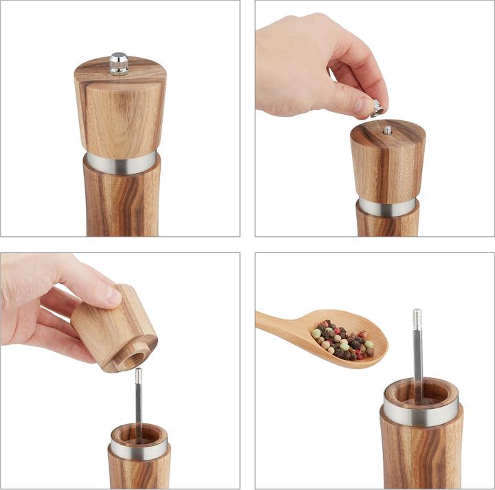 Immagine prodotto Relaxdays Set di macina spezie da 4 pezzi (Varie spezie, Pepe, Erbe aromatiche, Sale)