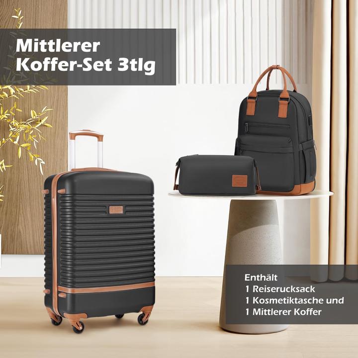 Produktbild Coolife Reise Set - Koffer, Rucksack, Kulturbeutel (60 l, M (50 - 90l))