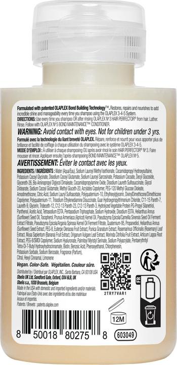 Valeurs nutritives et ingrédients Olaplex No.4 Bond Maintenance Shampoo 100ml (100 ml, Shampoing liquide)