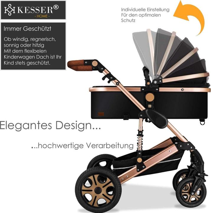 Produktbild Kesser Kombikinderwagen, Schwarz/Champagne