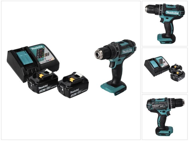 Produktbild Makita DHP 482 RF Akku Schlagbohrschrauber 18 V 62 Nm + 2x Akku 3,0 Ah + Ladegerät (Akkubetrieb)