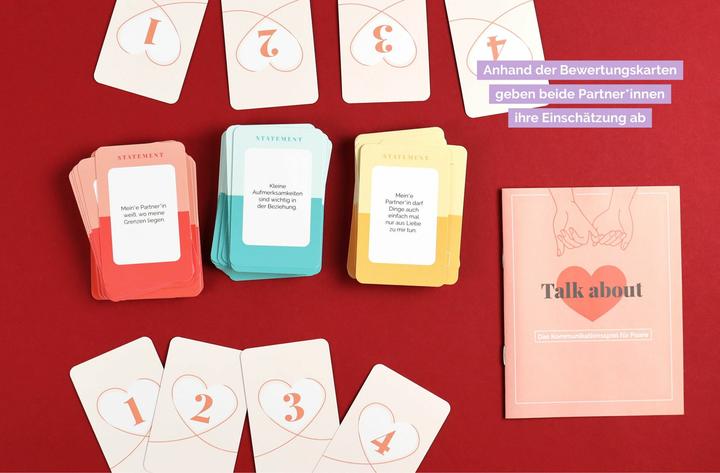 Produktbild Kartenspiel: Talk about - Das Kommunikationsspiel für Paare (Kartenspiel, Deutsch)