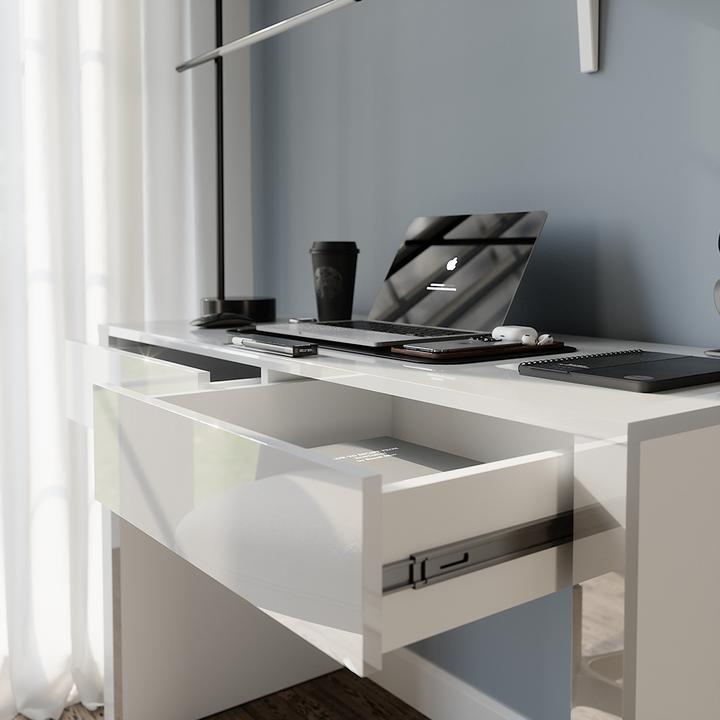 Produktbild Vichy Schreibtisch Annabelle, Weiss Hochglanz/Weiss, 110 x 50 cm mit 2 Schubladen