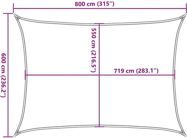 Produktbild VidaXL Sonnensegel 160 g/m² Rechteckig HDPE (6 x 8 m)