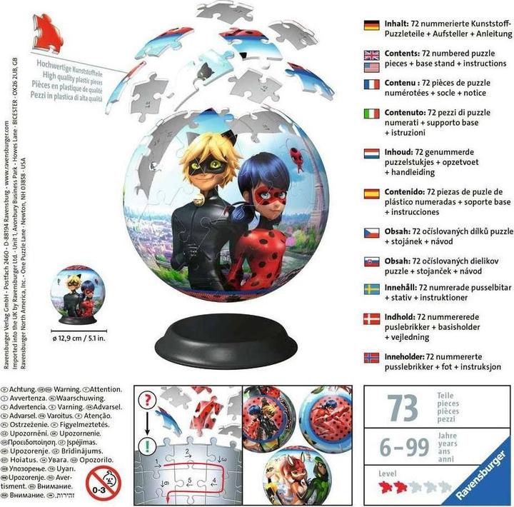 Produktbild Ravensburger 3D Puzzle 11167 - Puzzle-Ball Miraculous - 72 Teile - Puzzle-Ball für Erwachsene und (72 Teile)