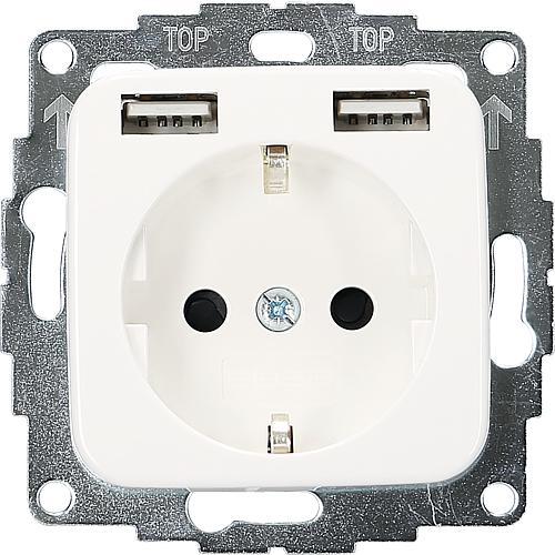 Actual product image JUNG for Busch Jaeger Reflex Si flush-mounted socket outlet with USB pure white (glossy)