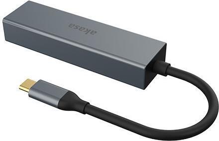Actual product image Akasa AK-CBCA20-18BK Interface Hub USB 3.2 Gen 1 (3.1 Gen 1) Type-C 5000 Mbps Gray (USB-C, 4 Ports)