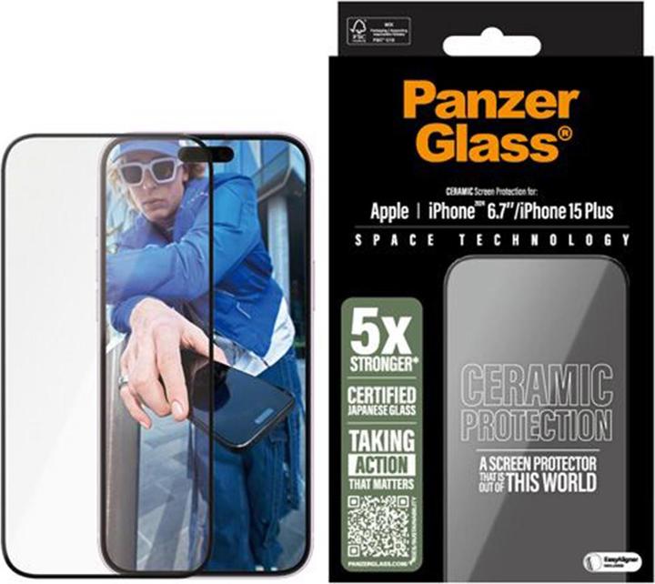 Actual product image PanzerGlass Ceramic Protection Ultra-Wide Fit (1 Piece, Apple iPhone 16 Plus, Apple iPhone 15 Plus)