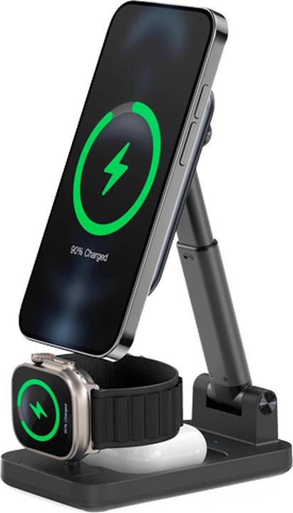Produktbild Mobilize 3-In-1 Kabellos Magnetisch Ladegerät 15W Schwarz (15 W)