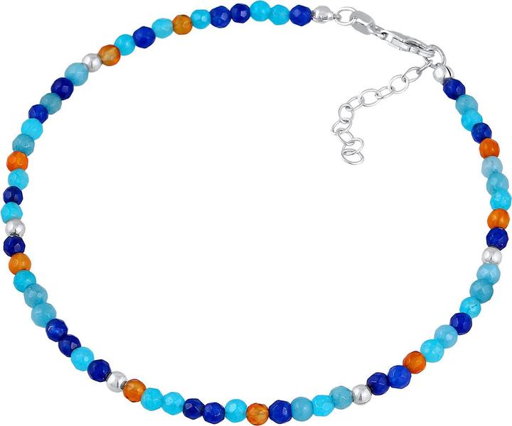 Image du produit Elli Bijoux de pied Agate Boules Bleu Multicolore Argent 925 (Acier inoxydable, Argent sterling 925, Agate, 22 cm)