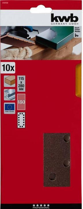 Produktbild kwb 818720 Schleifpapier Körnung 180 (L x B) 280 mm x 115 mm 10 St. (180)