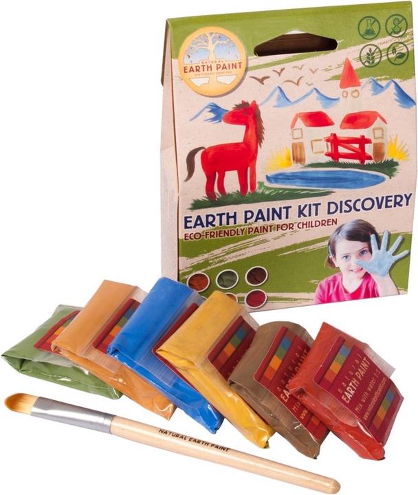 Actual product image Natural Earth Paint Kinderfarbe auf Wasserbasis (Yellow, Orange, Green, Red, Blue, Brown, 1000 ml)