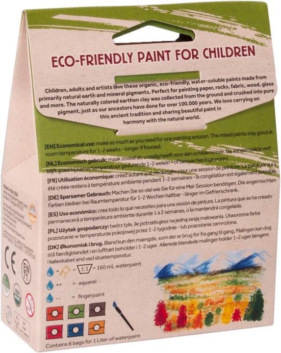 Actual product image Natural Earth Paint Kinderfarbe auf Wasserbasis (Yellow, Orange, Green, Red, Blue, Brown, 1000 ml)