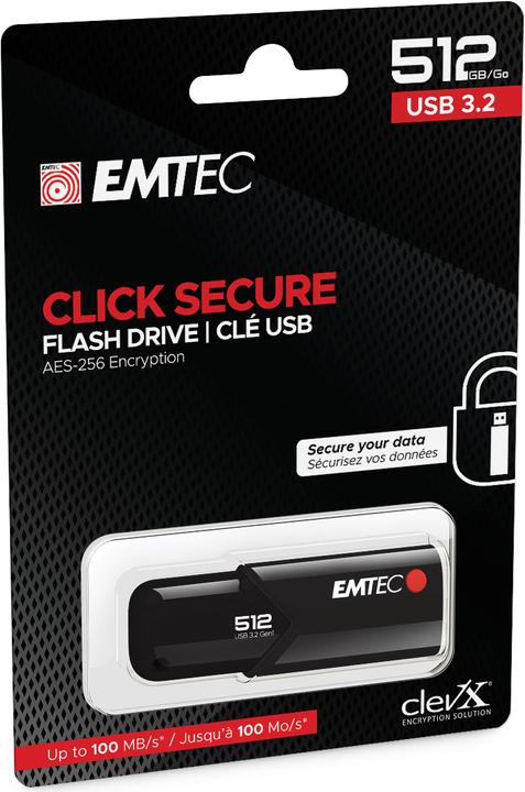 Produktbild Emtec B120 Click Secure (512 GB, USB-A, USB 3.2)