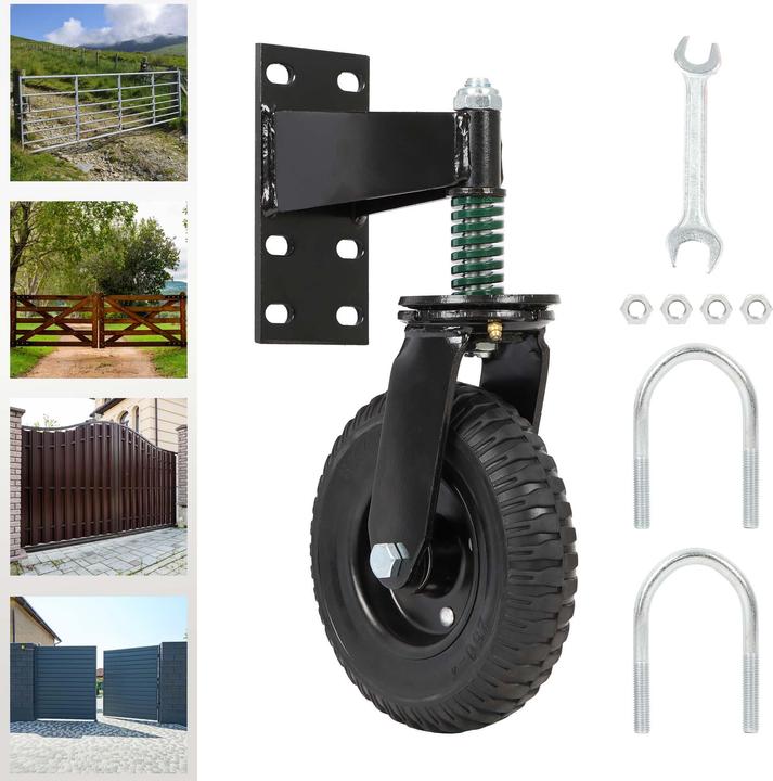 Image du produit Wiltec Roulette portail 200mm 275kg max Caoutchouc Vis montage 360° Roue porte