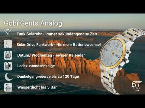 Produktbild Conrad Components Eco Tech Time Solar Funk Gobi Herrenuhr (Digitaluhr, Analoguhr, Funkuhr, 40 mm)
