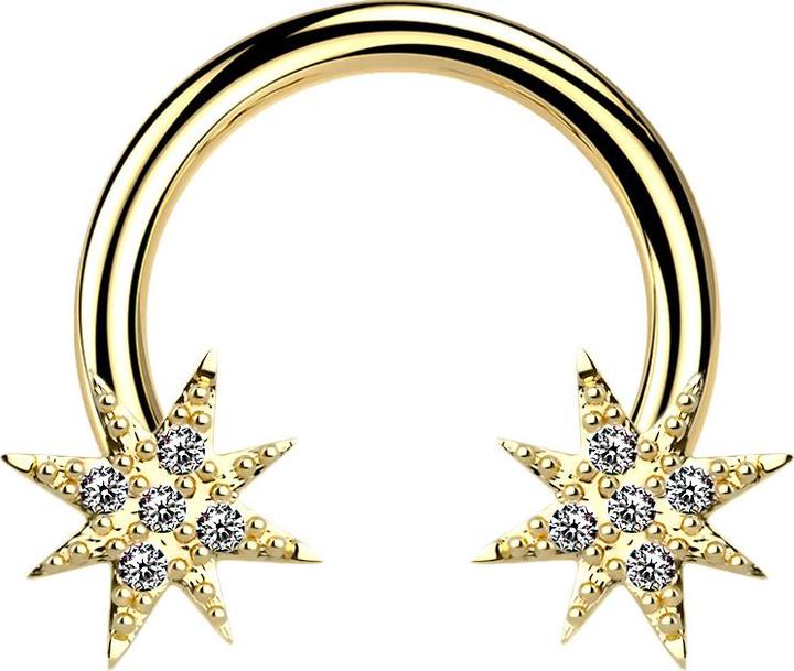 Produktbild Star Piercing Micro Circular Barbell 14k vergoldet mit Stern (Messing, Chirurgenstahl 316L)