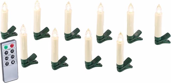 Produktbild Lunartec 10er-Set LED-Weihnachtsbaum-Kerzen mit IR-Fernbedienung (10 x)