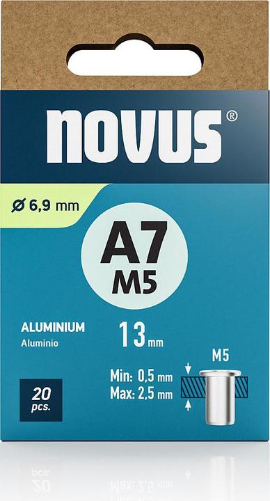 Novus Nietmutter A7 M5, L: 11.5 mm Alu