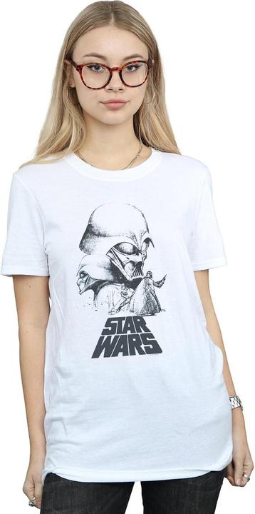 Actual product image Star Wars Womens/Ladies Darth Vader Sketch Cotton Boyfriend T-Shirt (M)