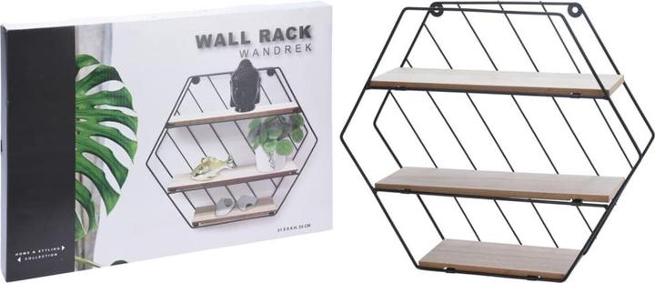 Actual product image Casativo Metal and wood hanging shelf, black, brown (31 x 9 x 35 cm)