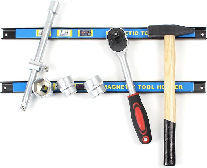 Image du produit Wiltec Barre porte- outils aimantée 46cm – 3pcs. Barre magnétique Acier Carbone Support Rangement outillage