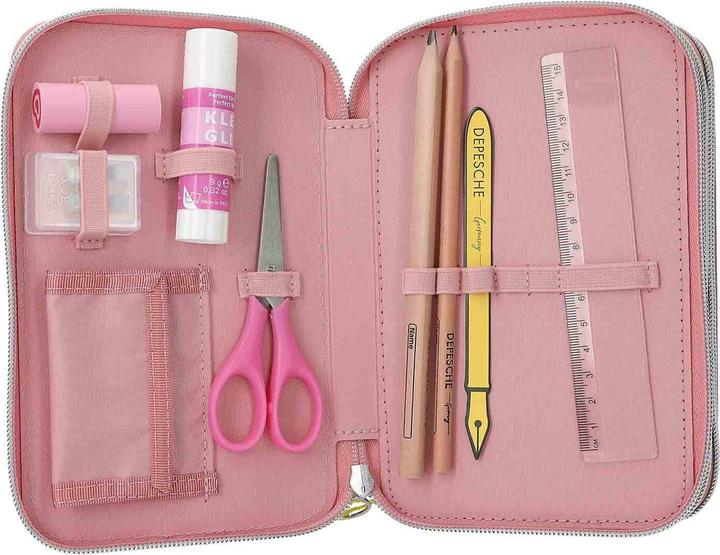 Actual product image Top Model Topmodel - TOPModel Triple Pencil Case JUICY - Dusky Pink with Orange Dots (413323)