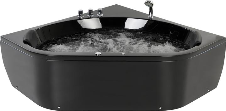 Produktbild Beliani Whirlpool Badewanne schwarz Eckmodell mit LED 140 x 140 cm MEVES (300 l, 140 cm)
