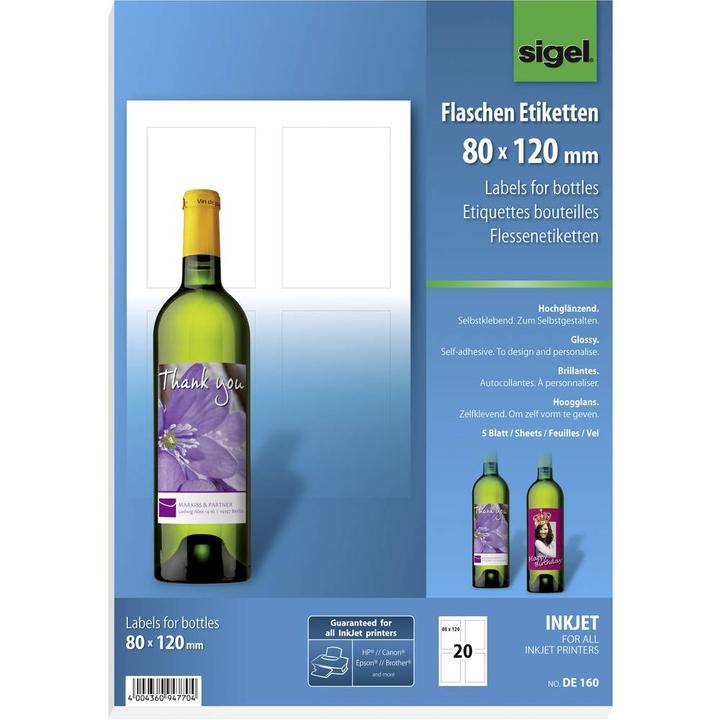 Actual product image Sigel InkJet bottle labels A4