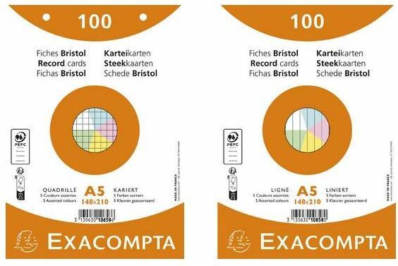 Immagine prodotto Exacompta Schede foderate di verde, 100 (A5, 205 g/m², 100 x)