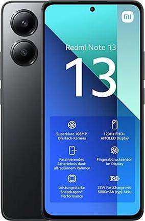 Actual product image Xiaomi Redmi Note 13 (128 GB, Black, 6.67", Dual SIM, 108 Mpx, 4G)