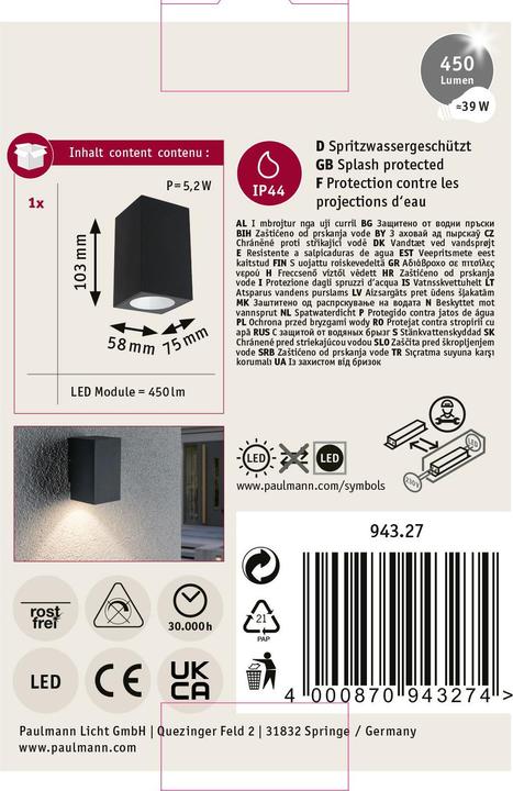 Produktbild Paulmann Flame (450 lm, IP44)