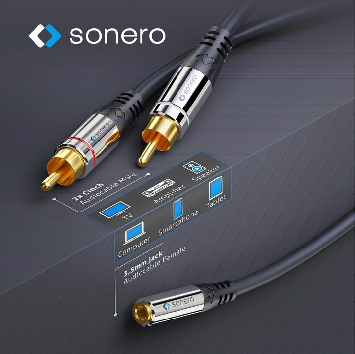 Image du produit Sonero 2 x RCA - jack 3,5 mm (0.25 m, RCA, Jack 3,5 mm (AUX))