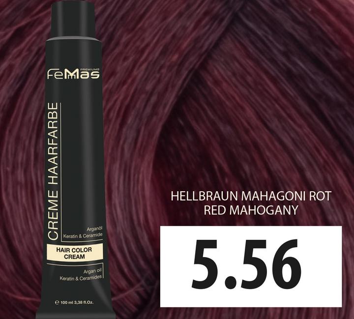 Actual product image FemMas 5.56) Hair Color Light Brown Mahogany Red 100ml (Light brown mahogany red 100ml)