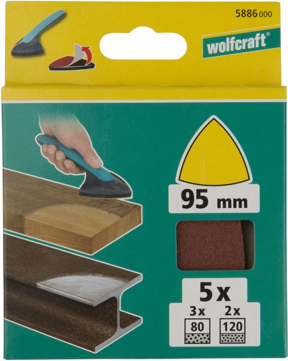 Produktbild wolfcraft wolfcraft 1 Haft-Schleifbl.-Set 5-tlg Korund, 95mm (80, 120)