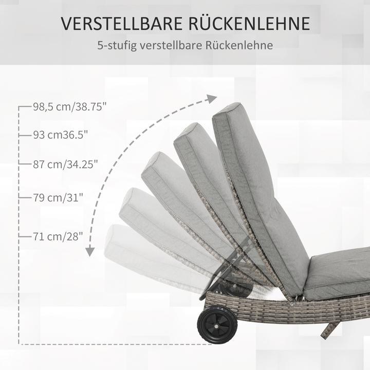 Image du produit Outsunny Chaise longue de jardin avec roulettes (207 cm)