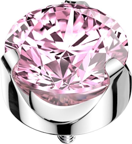 Produktbild Star Piercing Dermal Anchor silber flach Kristall pink gefasst (Titan G23, ohne Messing)