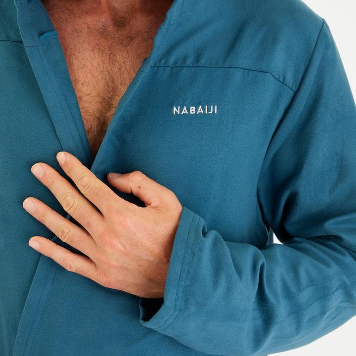 Produktbild Nabaiji Men’s microfibre compact hooded bathrobe in duck blue (S)