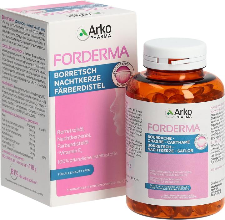 Immagine prodotto Arkopharma Forderma Borretsch Nachtkerze Färbedistelöl Kapseln (180 Pezzo/i, Pillole, 184 g)