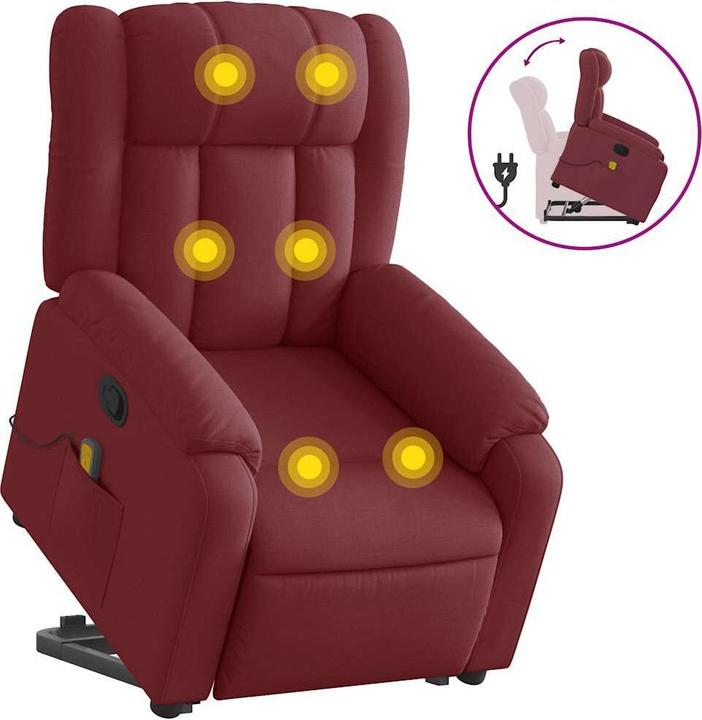 Produktbild VidaXL Massagesessel mit Aufstehhilfe Fernsehsessel Relaxsessel Weinrot Stoff