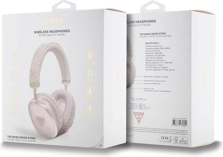 Actual product image Guess PU Leather 4G Triangle Logo Bluetooth Stereo Headphone Pink (32 h, Wireless)