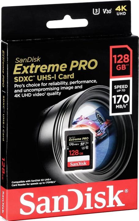 Actual product image SanDisk Extreme Pro (128 GB, SDXC, U3, UHS-I)